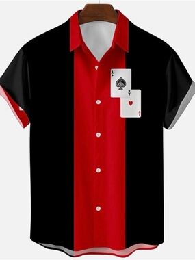 Playing Cards Poker Shirt Charlie Sheen Style Casino Bridge Las Vegas Sz 3XL